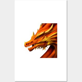 Orange Chinese Dragon Posters and Art